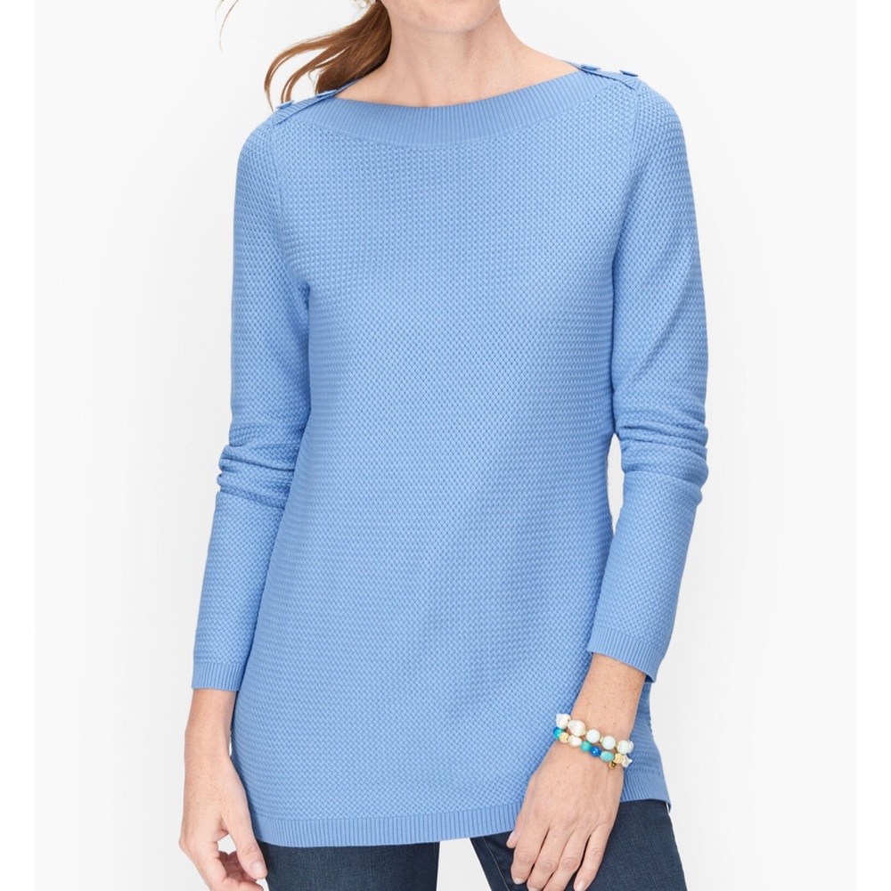 Talbots Size 2X Basket Weave Sweater Blue Bateau Neckline Women’s Plus Size